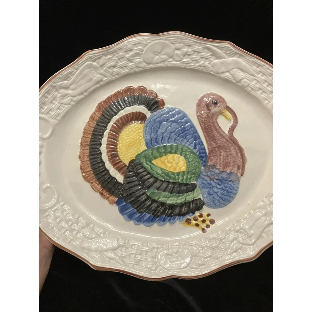 Vintage California Pottery Turkey Platter 18
